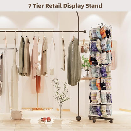 YEOOE Retail Display Racks 7 Tier Spinning Display Stand, Movable Shop Spinner - Image 5
