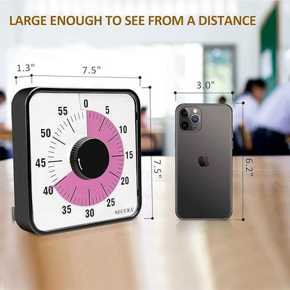 Secura 60-Minute Visual Countdown Timer, 7.5-Inch Oversize Classroom Visual - Image 4