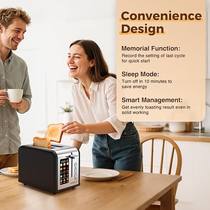 2 Slice Easy Touch Screen Toaster, Stainless Steel Toaster - Image 7