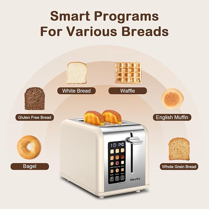Mecity 2 Slice Touch Screen Toaster, 1.5" Wide Slot, Stainless Steel Smart - Image 3
