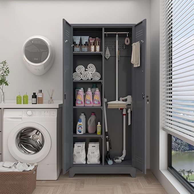 GREATMEET 72.8" H Utility Closet, Broom Closet Storage Cabinet - Image 6