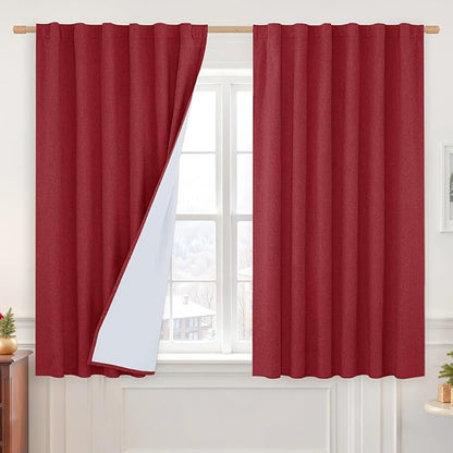LAMIT Red 100% Blackout Window Curtains by LAMIT