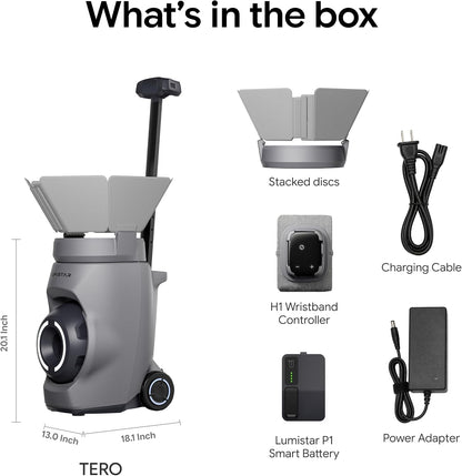 tero tennis ball machine, smart portable tennis robot, package contents