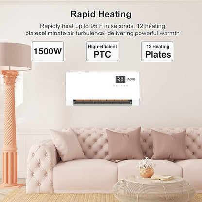 24-Inch Wall Mounted Electric Heater - 1500W Indoor Space Heater - Image 3