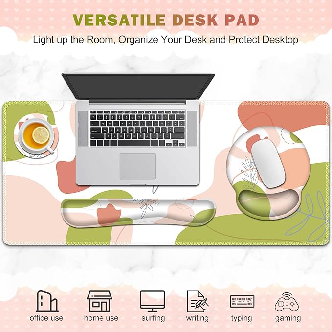 Gaming Mouse Pad, Large Desk Mat, Cute Desk Pad Protector, 4 in1 XXL Mousepad + - Image 8