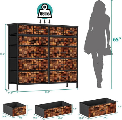 TV Stand Dresser for Bedroom, Tall Fabric Drawer Dresser, Chest of Drawers - Image 3