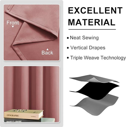 DWCN Rose Blackout Curtains for Living Room, Solid Thermal Room Drakening - Image 5
