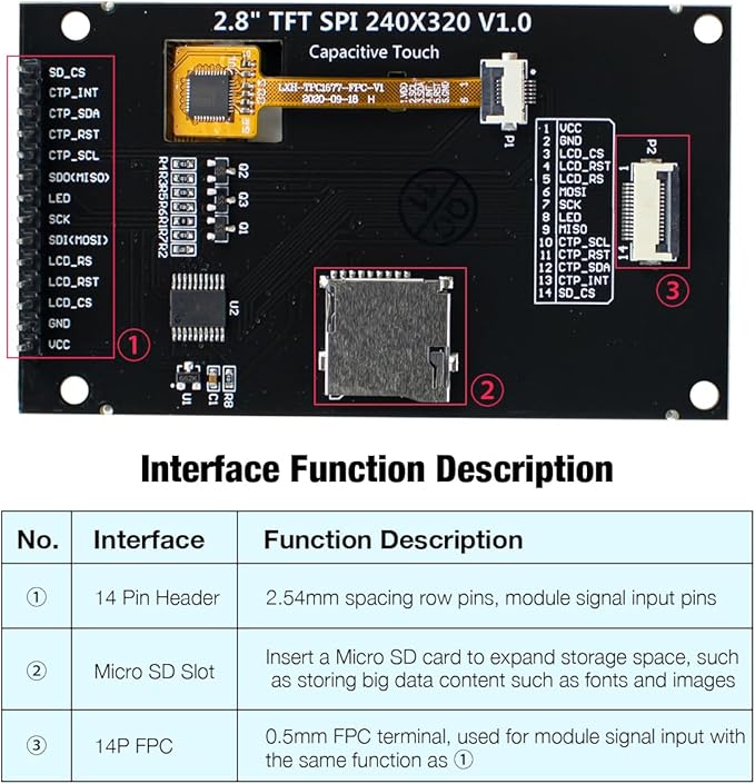Hosyond 2.8 inch 240x320 IPS Capacitive Touch Screen SPI Serial ILI9341V Driver - Image 4