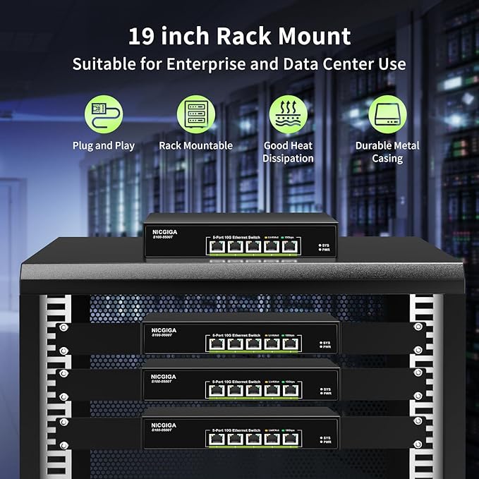 5 Port 10G Ethernet Switch Unmanaged, - Image 4
