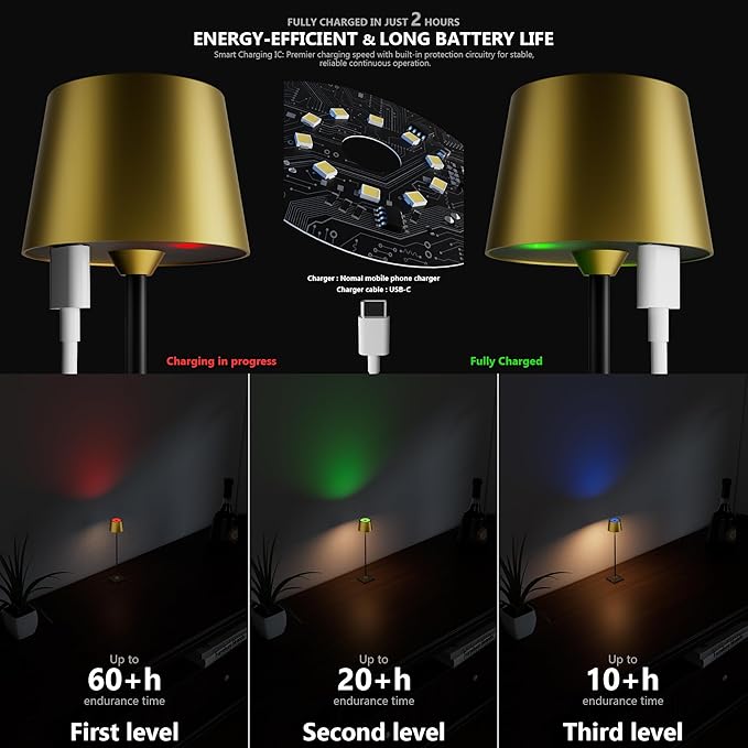 Compact Cordless Table Lamp, Rechargeable LED Night Light, Dual Light Source - Image 7