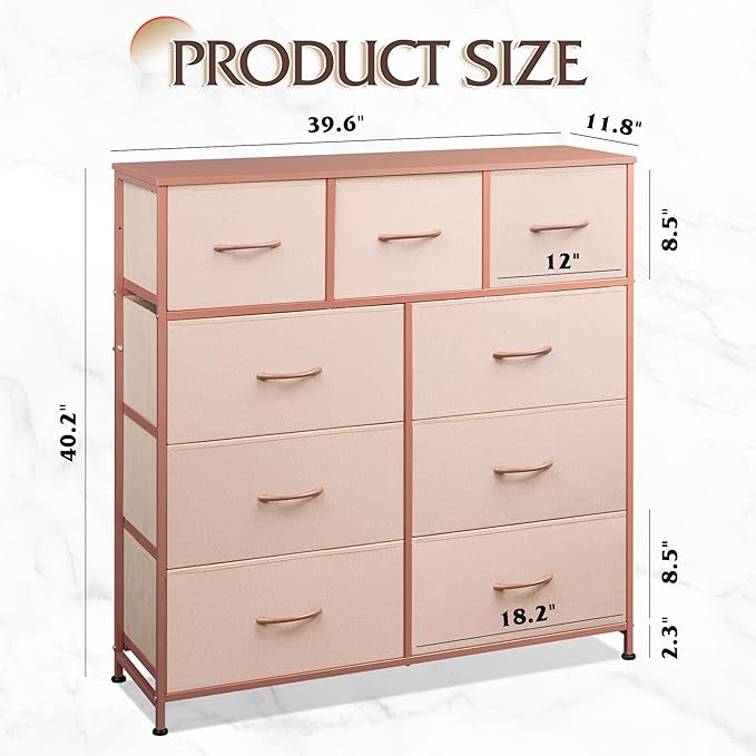 WLIVE 9-Drawer Dresser, Fabric Storage Tower - Image 3