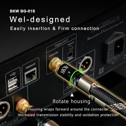 SKW Audiophiles Subwoofer Lock RCA Cable RCA to RCA Multiple Shield - Image 4