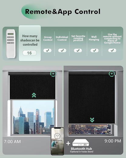 Yoolax Motorized Blinds with Remote, Automatic Roller Shades Cordless Electric - Image 4