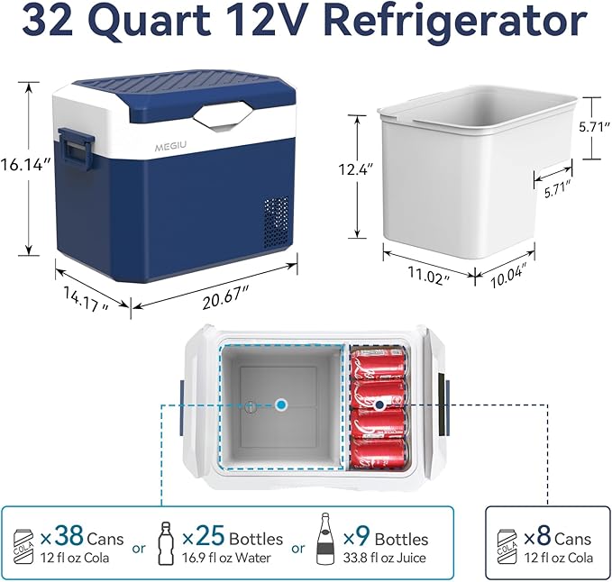 Car Refrigerator Portable 12V Fridge 32 Quart 12 Volt Freezer Compressor Cooler - Image 3