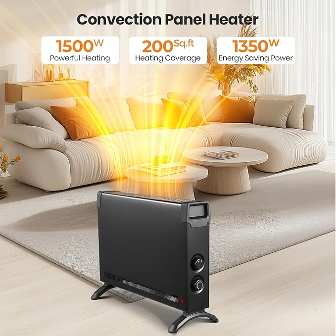 Convection Panel Heater, 1500W Freestanding Portable Space Heater Quick Heat - Image 4