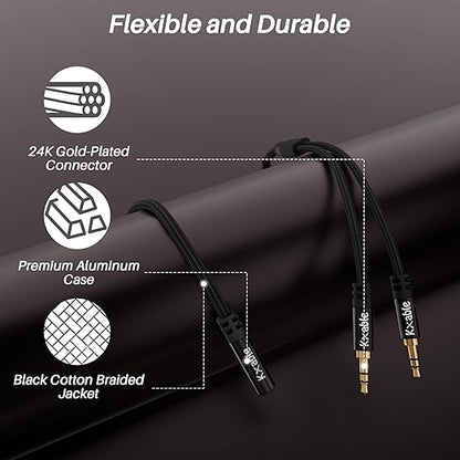 Kxable 1/8 Inch TRS Stereo Y Splitter Cable 6FT, 3.5mm Female to 2-Male - Image 7