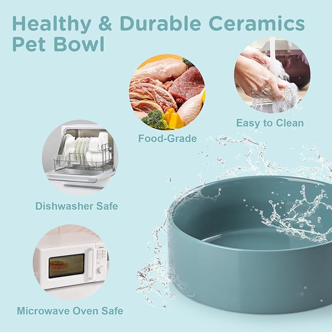 SPUNKYJUNKY Elevated Dog Bowls Ceramic, 8.3'' Dogs Food Water Bowls Raised - 60 - Image 5