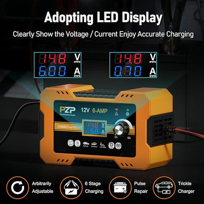 12V Automatic Car Battery Charger, 0-6A Arbitrarily Adjustable Smart Trickle - Image 5