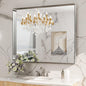 LOAAO 48x40 Inch Brushed Nickel Bathroom Mirror, Rounded Rectangle Silver Metal by LOAAO