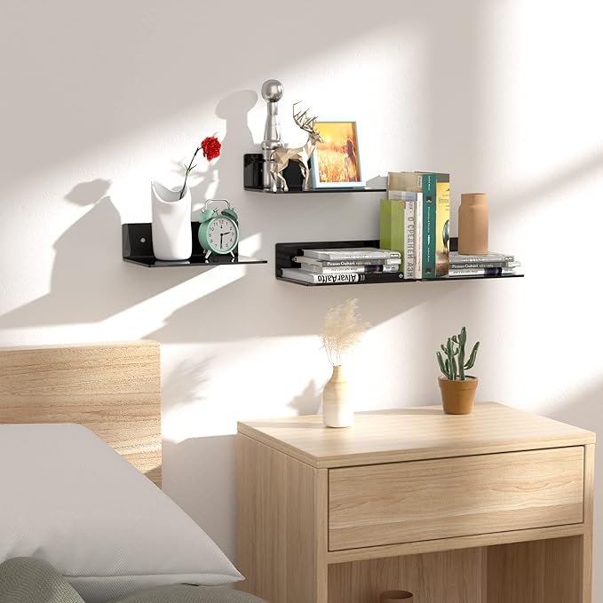 9 Inches Acrylic Wall Shelves 2 Pack, Floating Shelf - Image 5