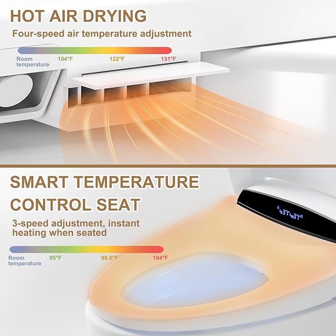 Smart Toilet Bidet with Auto Open Close, One Piece Bidet Toilet with Bidet - Image 5