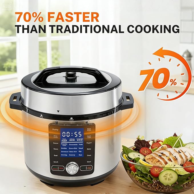 HealSmart 24-in-1 Electric Pressure Cooker 6.3 Quart, Non-Stick Stainless Steel - Image 4