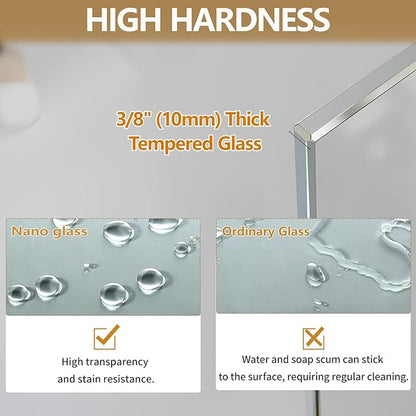 36"x76" Fixed Glass Shower Door, 3/8" Thick Mid-Band Frosted Privacy Tempered - Image 6