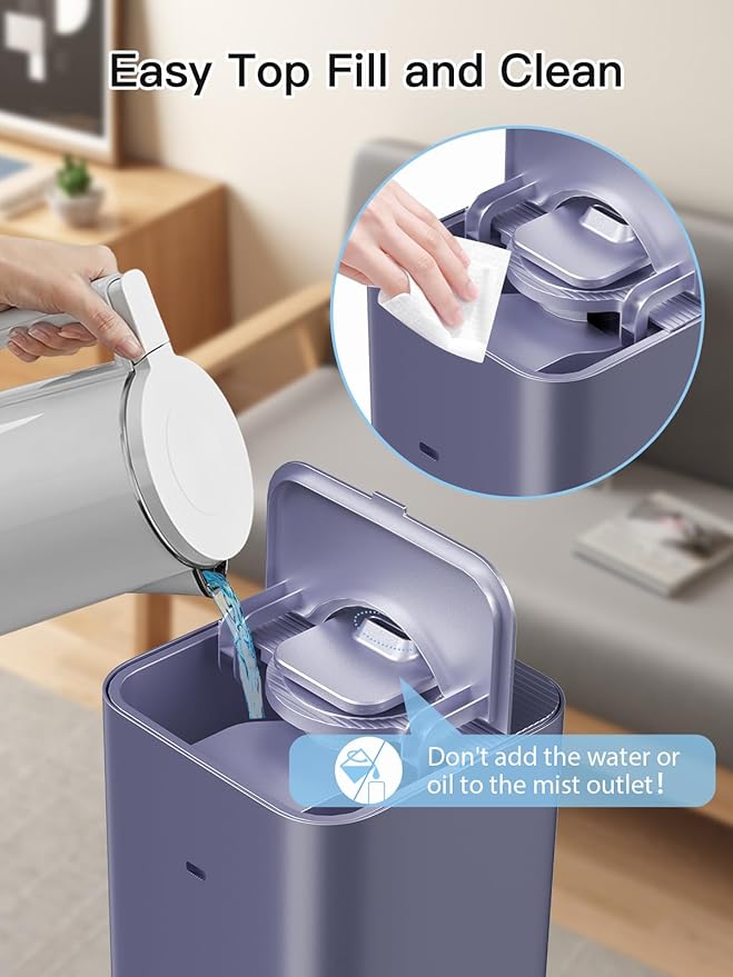 Zeova 10L/2.64Gal Humidifiers for Bedroom, Top Fill Quiet Ultrasonic Cool Mist - Image 9