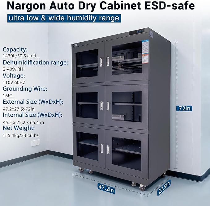 NARGON 2-40% RH 1430L Electronic Dry Cabinet, ESD Desiccator Cabinet - Image 2