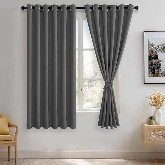 JIUZHEN Dark Grey Blackout Curtains by JIUZHEN
