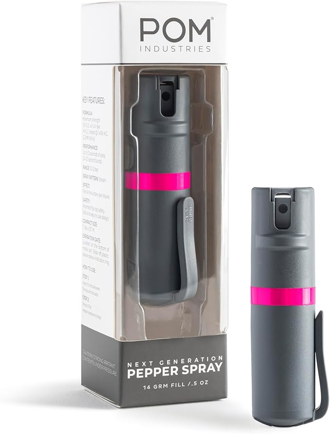 POM Pepper Spray Pocket Clip, Quick Flip Top Safety, Maximum Strength OC Formula by POMIndustries