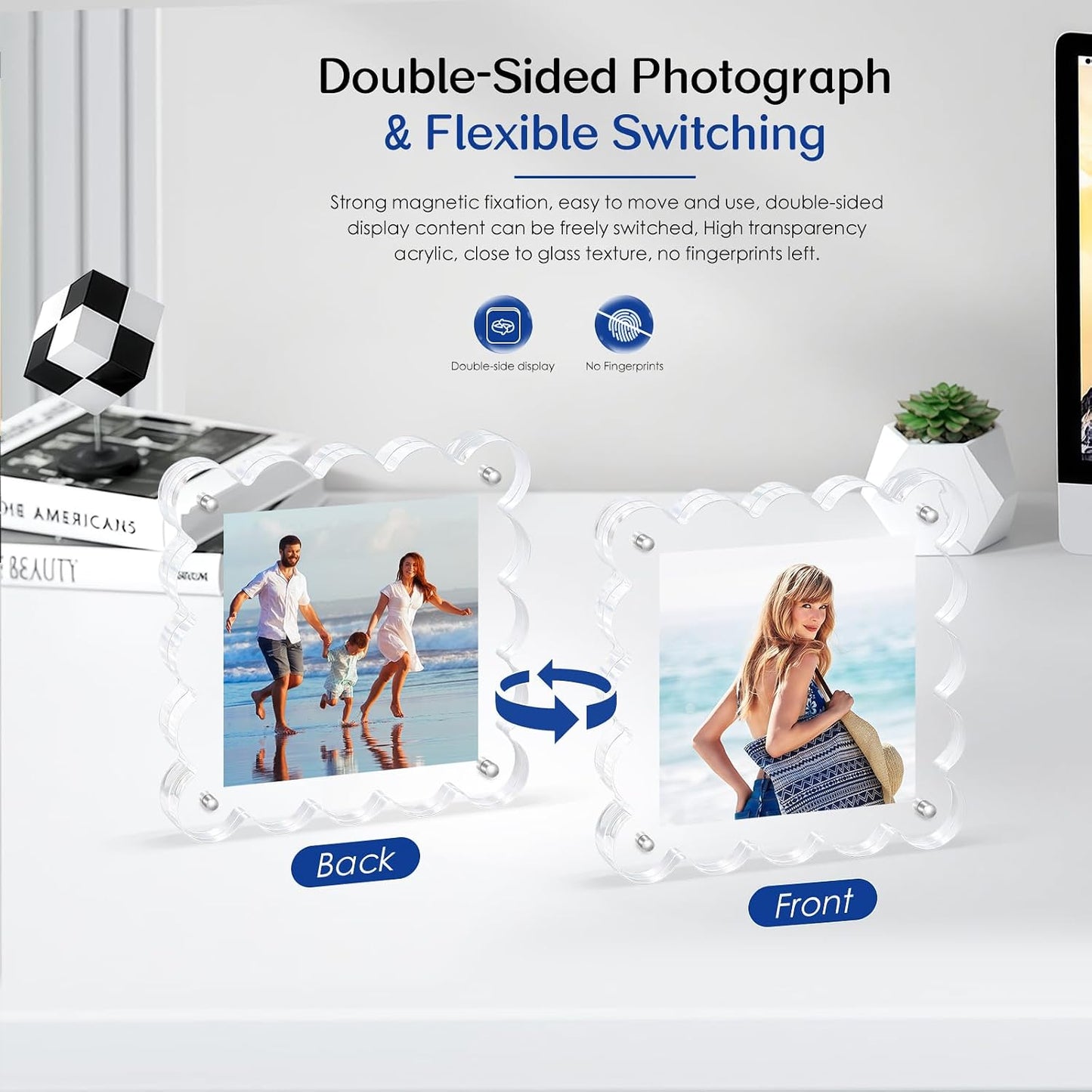 Acrylic Magnetic Picture Frames 4x4-2pack Square Photo Frame