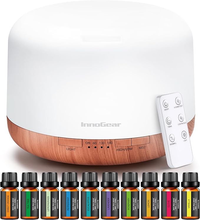 InnoGear Aromatherapy Diffuser & 10 Essential Oils Set, 500ml Essential Oil by InnoGear