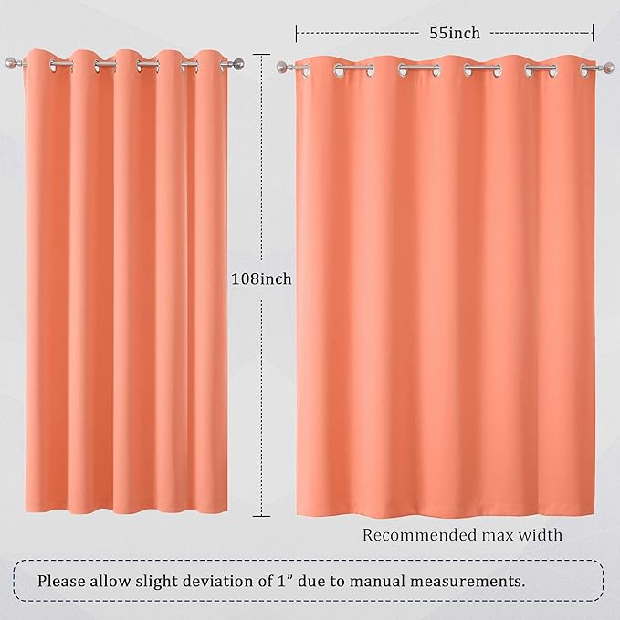 DUALIFE Extra Long 108 Inch Blackout Curtains Solid Grommet Thermal Insulated - Image 6