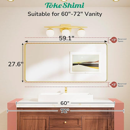 TokeShimi 60x28 Wall Mirror for Bathroom, Matte Black Bathroom Vanity Mirror - Image 2