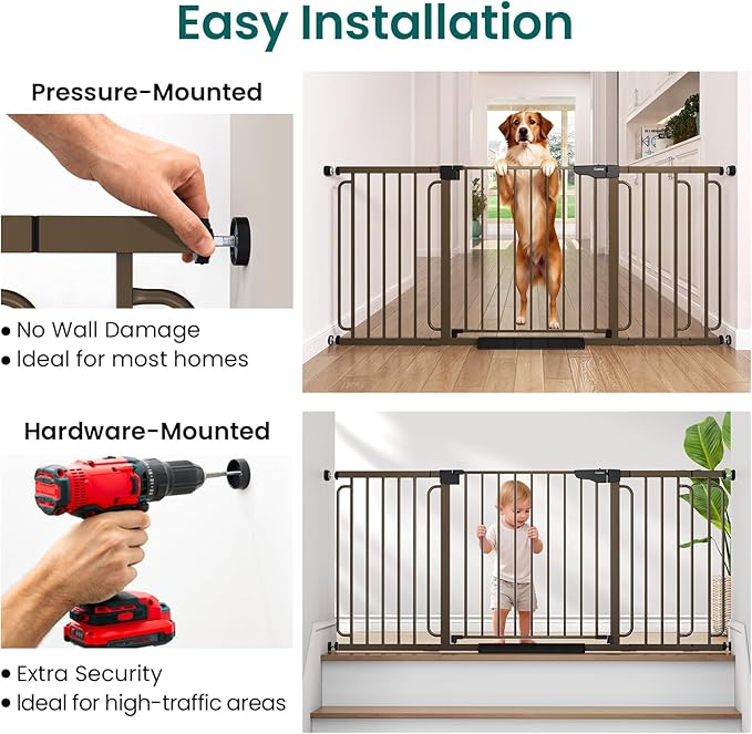 Cumbor Extra Wide Baby Gate, 36.6-69" Walk-Through Dog Gate - Image 7