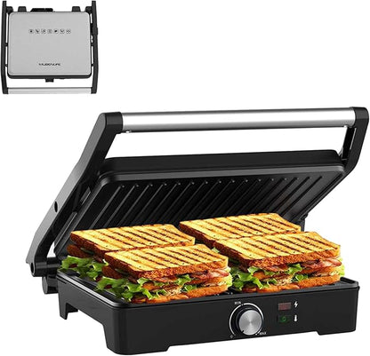 Panini Press, Sandwich Press Grill, 180 Degree Open, Non-Stick Grill, Table by HOME