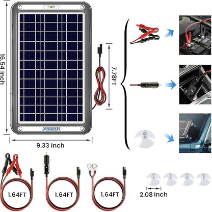 POWOXI 12V Solar Car Battery Charger: 12W Solar Trickle Charger Maintainer - Image 9