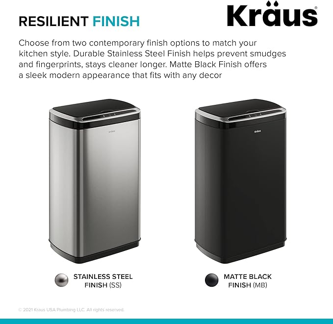 Kraus GarbagePro Rectangular 13 Gallon Hands-Free Motion Sensor Trash Can - Image 17