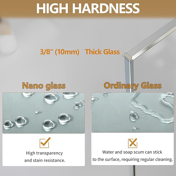 Shower Glass Panel 36" W * 76" H, Semi-Framed Glass Screen, Single Panel - Image 5