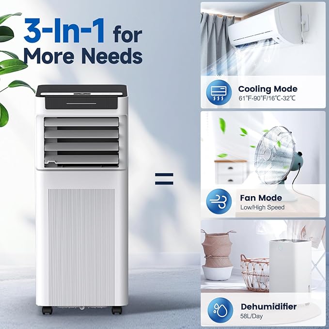 Portable Air Conditioners, 10000 BTU Portable AC up to 450 Sq.Ft, 3 in 1 AC Unit - Image 3