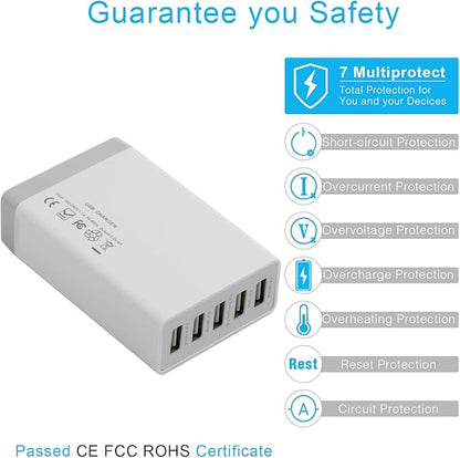 Desktop 5 Port USB Wall Charger 40W 8A, USB Hub Charging Station - Image 4