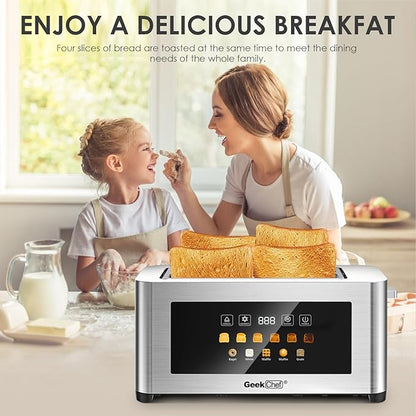 Geek Chef Long Slot Toaster 4 Slice, 1.5" Touch Screen Extra Wide Slots - Image 7