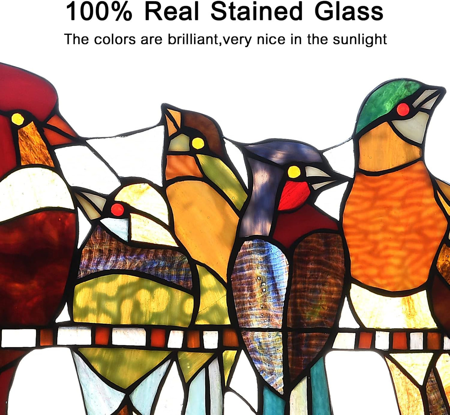 Capulina Tiffany Birds Stained Glass Window Panels Hangings | Birds Stained Glass Suncatcher Gifts Decor for Home Office
