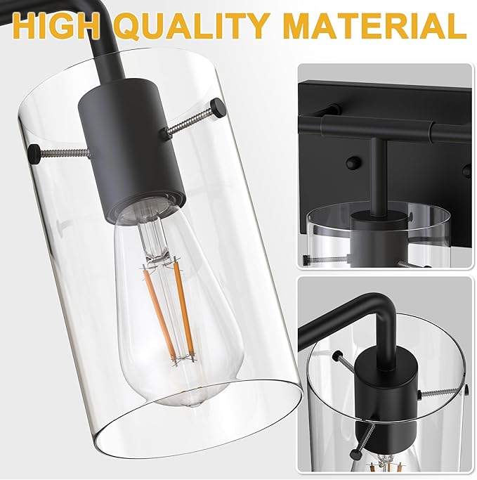 L LOHAS LED 4-Light Bathroom Light Fixtures, 26.37" Black Bathroom Vanity Light - Image 4