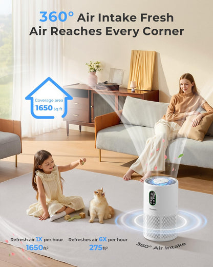 westhey h13 hepa air purifier for home up, close-up detail