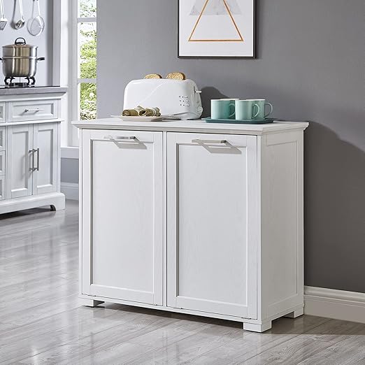 OLD CAPTAIN Double Tilt Out Trash Cabinet, Wooden Kitchen Garbage Can Free - Image 3