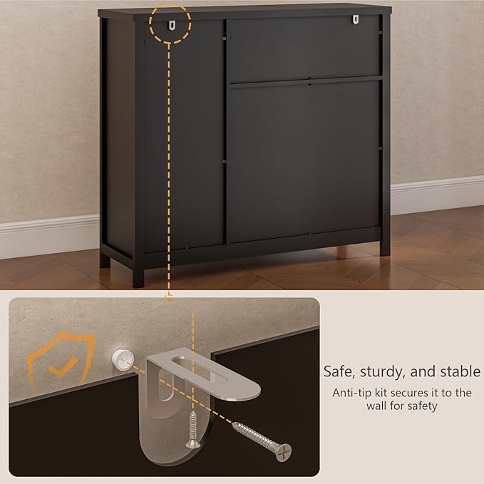 Storage Cabinet with Doors and Drawers, Kitchen Storage Cabinets，with Drawer - Image 8