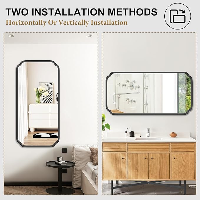 48 x 24 Inch Black Bathroom Vanity Mirror - Image 7
