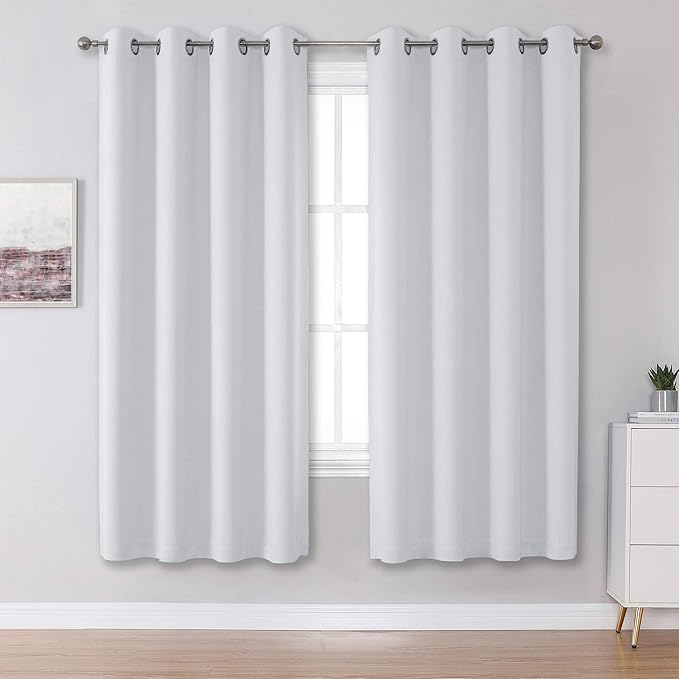 DUALIFE Greyish White Bedroom Curtains by DUALIFE